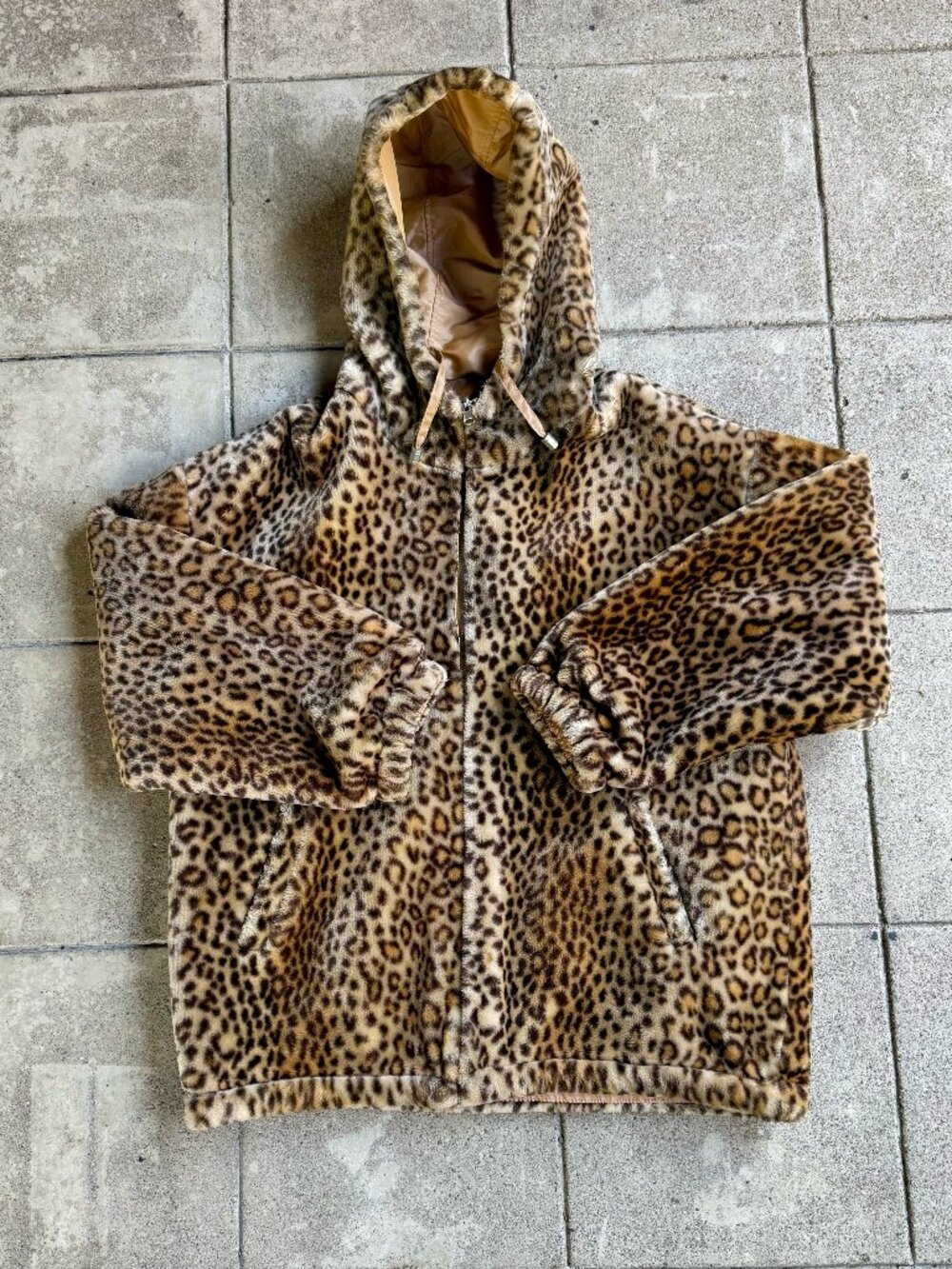 Vintage Preston & York Reversible Leopard Faux Fur Hooded Jacket M